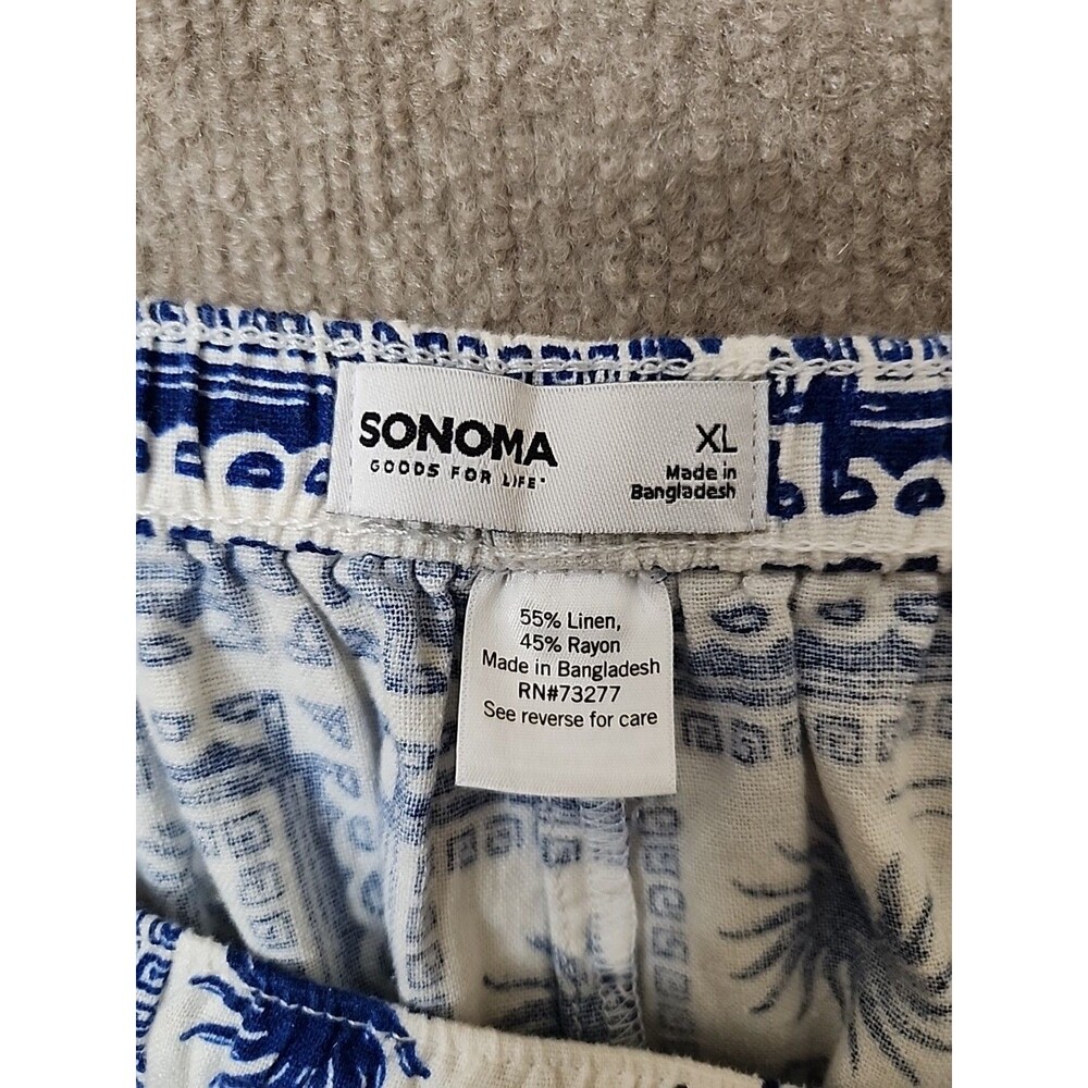 Sonoma Linen Blend Wide Leg Cropped Pants Womens XL Blue Beach Vacation NEW - Picture 7 of 8